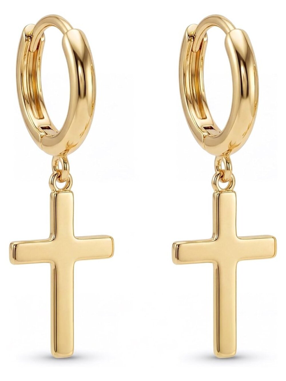 14K Gold Plated Huggie Hoop Dangle Drop Earrings Hypoallergenic Everyday